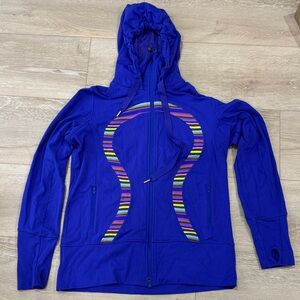 Lululemon Vibrant Blue Hoodie with Colorful Stripes